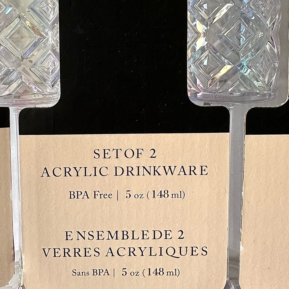 Rachel Zoe Plastic Champagne Glasses Set of 2 Clear Acrylic 5 oz BPA free. NEW - Picture 5 of 6